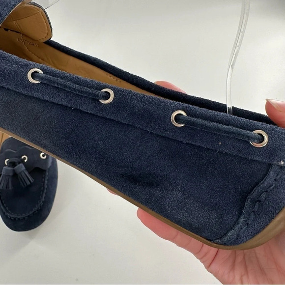 Talbots womens flats size 9.5 navy blue suede tassel driving loafers - Picture 4 of 14
